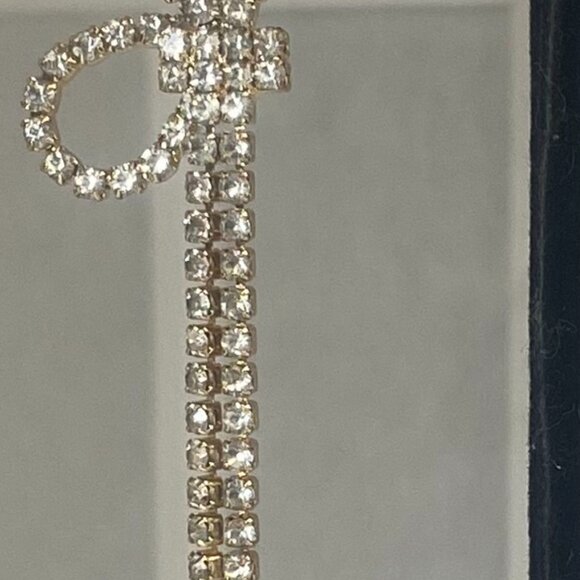 Borrowed and Blue Rhinestone Bow and Ribbon Dangle Earrings by Southern Living - Picture 6 of 7